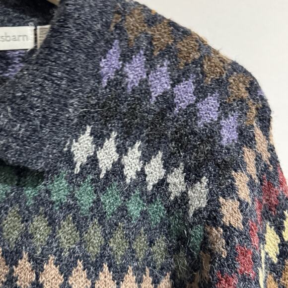 Dress Barn Large Vintage Multicolour Diamond Geometric Cardigan Grandma 90s - Picture 3 of 5